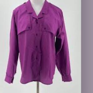 Diane Von Furstenburg Vintage Purple Blouse Button Up Collared Sz 8 RARE VTG EUC